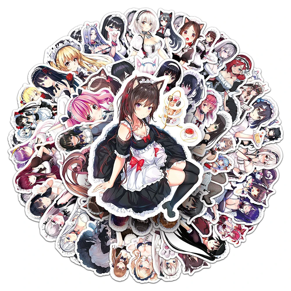 10/30/50pcs Sexy Anime Maid Girl Stickers Hentai Waifu Decals Graffiti Motorcycle Car Skateboard Waterproof Sticker Party Gifts