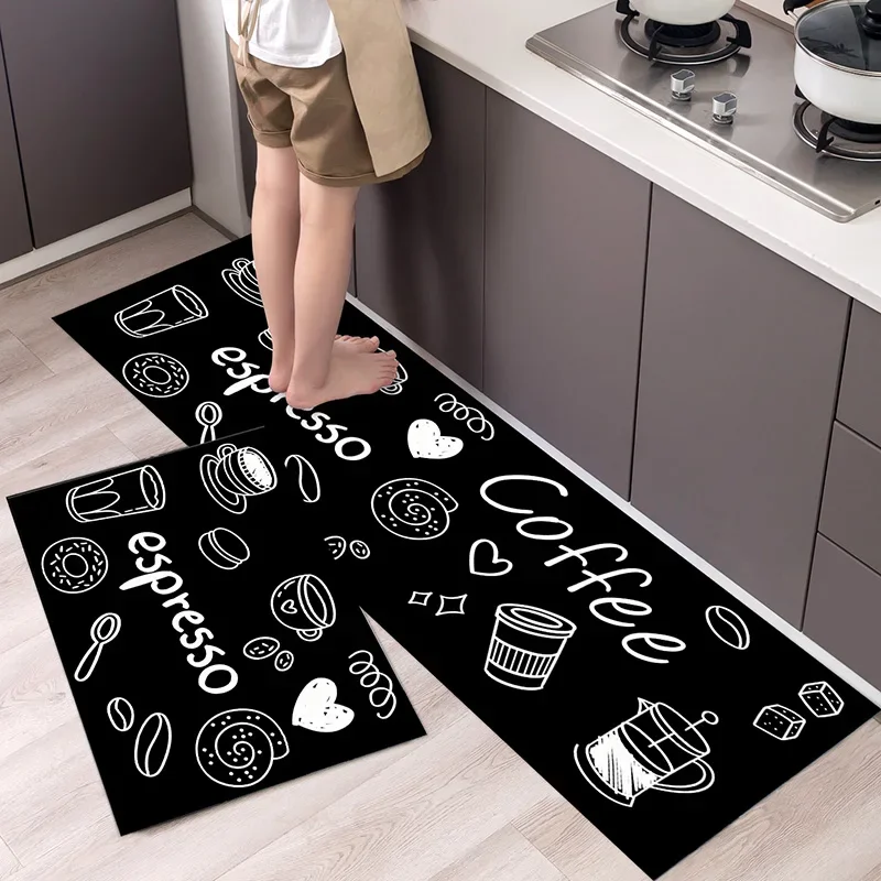 Polyster Waterproof Oilproof Kitchen Mat Printed Antislip Bath Mat Soft Bedroom Floor Mat Living Room Carpet Doormat Kitchen Rug