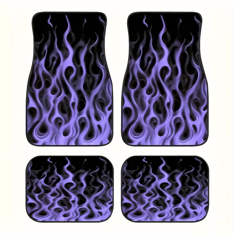 

4pcs Dreamy Flame Pattern Car Floor Mats - Dual-Layer Composite Technology, Comfortable Design, High Elasticity Material, Suitab