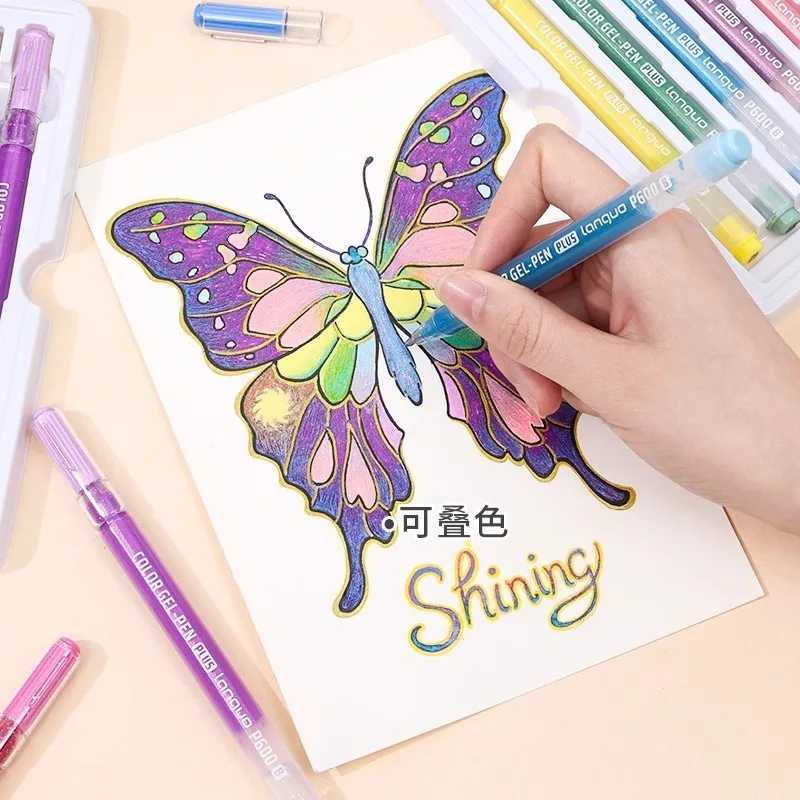 72/6 ألوان تأثيرات بريق 1.0 مللي متر/0.5 مللي متر هلام القلم سعة كبيرة الطلاب الكتابة القلم اللوحة رسم الفن علامات اللوازم المدرسية