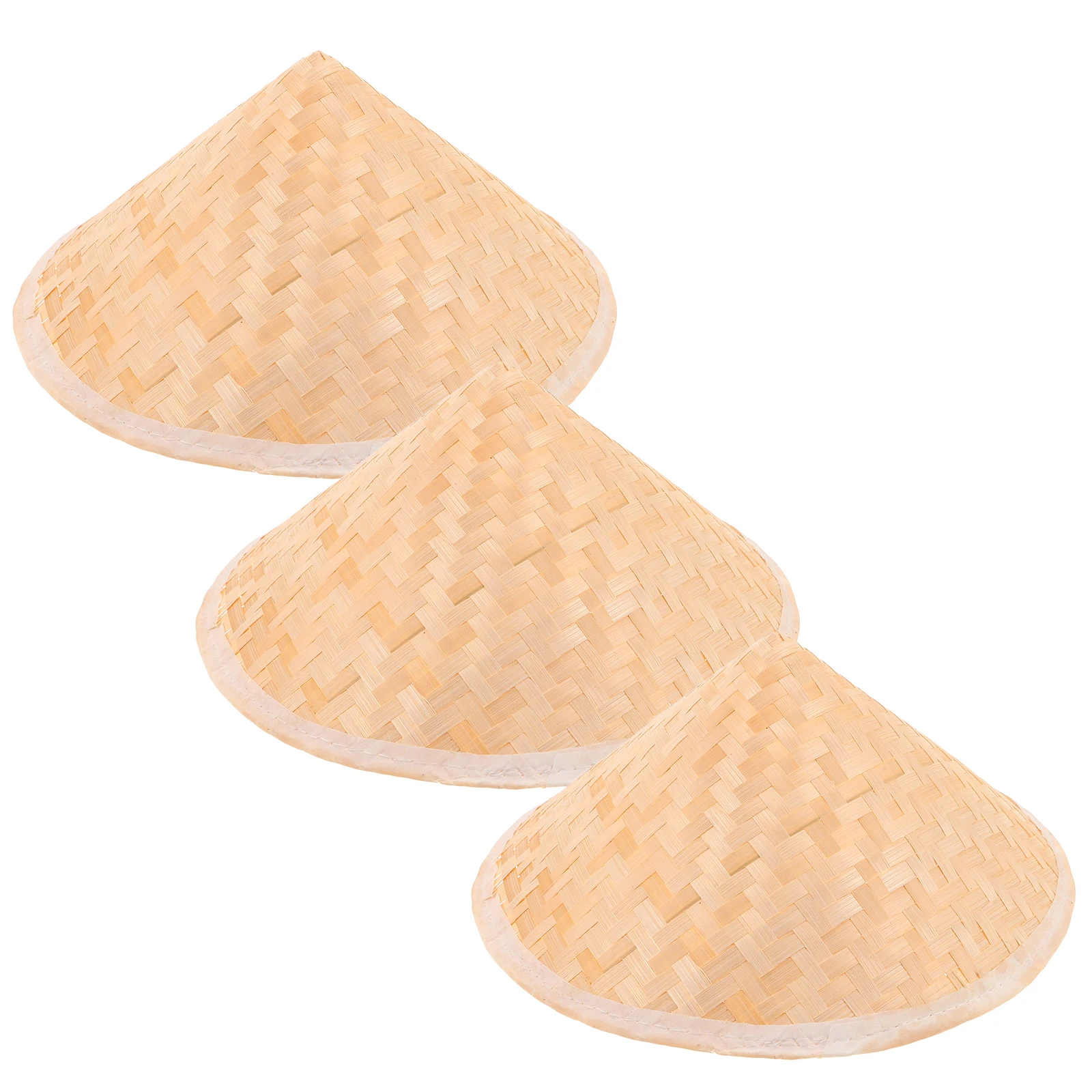 Chapeau de cosplay oriental pour enfants, 3 pièces, chapeau conique en paille fait à la main, style traditionnel chinois, protection solaire, décoration de fête
