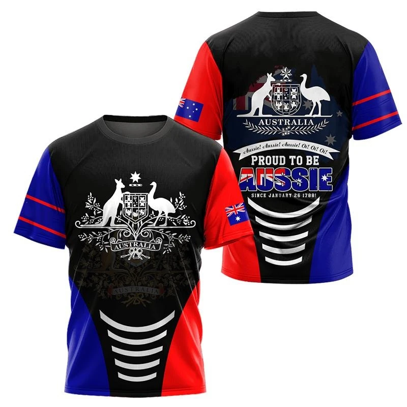 

Футболка с австралийским национальным гербом и флагом, мужская одежда, модная футболка с короткими рукавами и принтом кенгуру, летняя футбольная футболка 2025 года