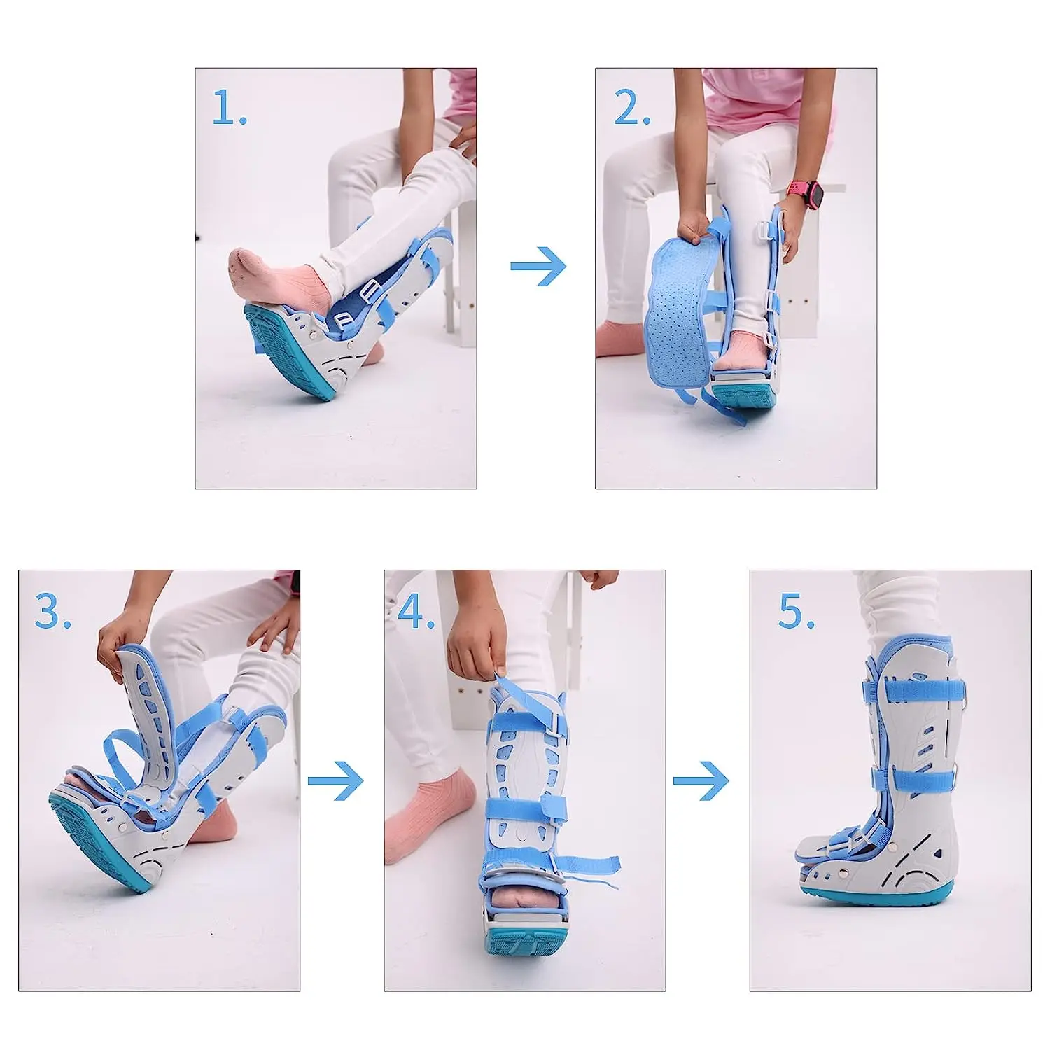 Kids Medical Aircast Walker Boot Inflatable Ankle Protective Fracture Boot For Forefoot Or Midfoot Injury Left Right Foot