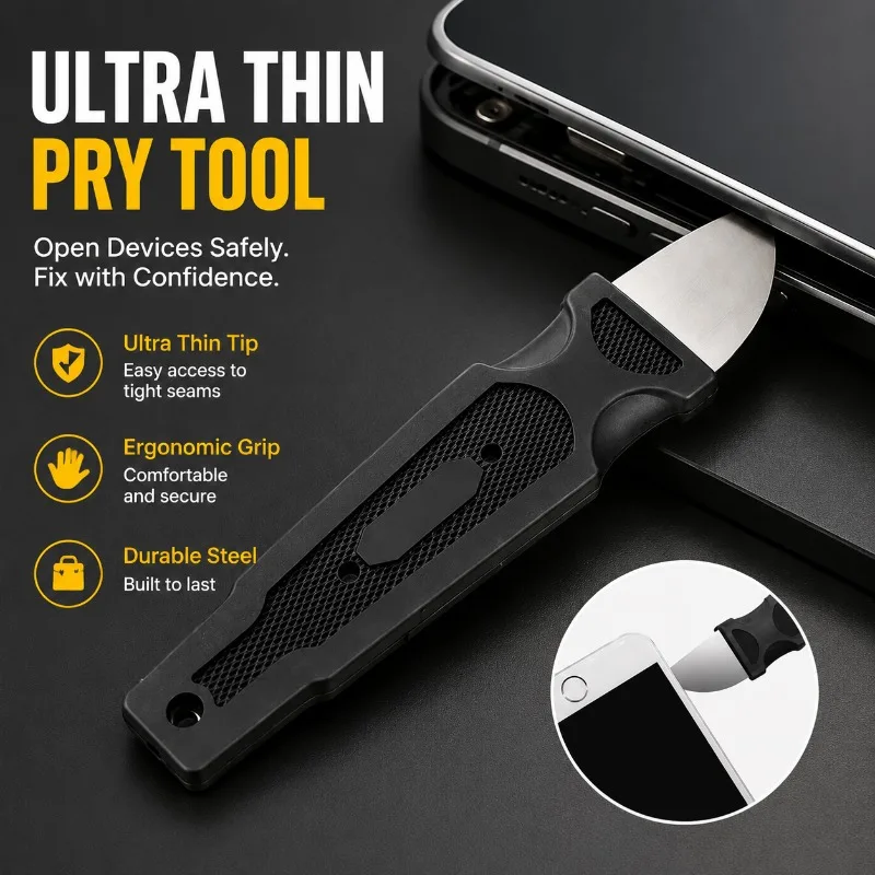 Stainless Steel Crow Bar Disassembly Tool, Ultra Thin Pry Tool for Phone Tablet Laptop Repair, Ergonomic Metal Opening Stick