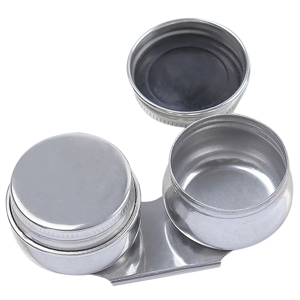 

Stainless Steel Pencil Pot Palette Cup Oil Painting Cleaning Container Double Dipper with Lid Metal Brush Thinner Coloring