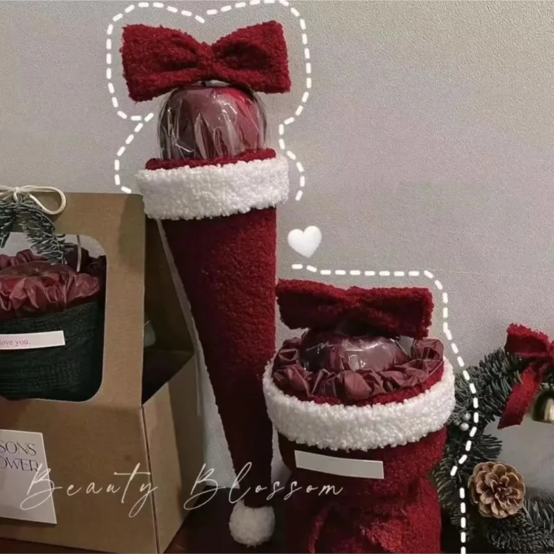 Christmas Gift Creative Christmas Eve Single Bow Peace Fruit Bouquet Handmade DIY Material Package Christmas Handmade Flowers