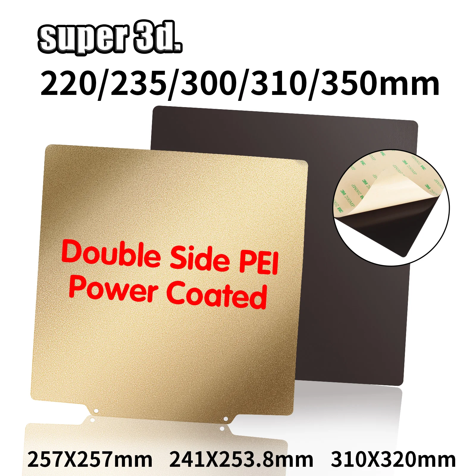 

Pei Sheet Textured PEI Powder Coated Double Sided Build Plate Magnetic Sticker for Ender 3 Upgrade Voron Artillery x2 Prusa MK3