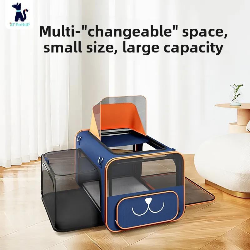 2-in-1 Pet Stroller and Carry Bag for Small Dogs Cats, Lightweight Travel Cart with Shoulder Strap, Pet Accessory