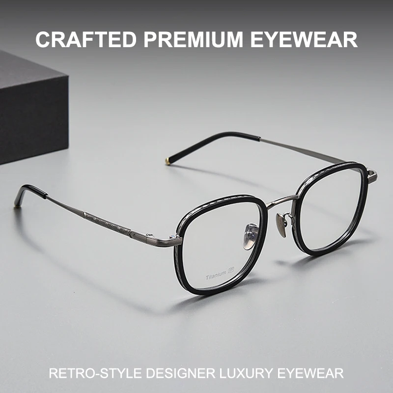 Casual Business Ultra-Light Titanium Glasses Frames Retro Style Designer TR90 Luxury Three-Dimensional Carved Temples Spectacles
