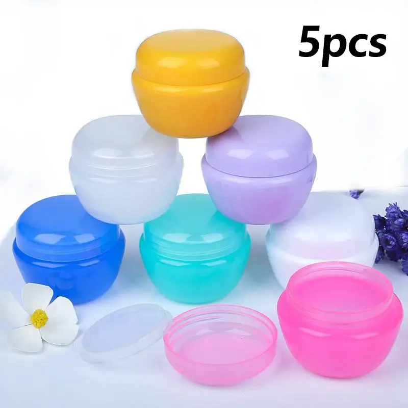 5Pcs Empty Plastic Cosmetic Sample Jars 5g 10g 20g 30g Face Cream Container With Inner Lid Travel Makeup Storage Tool Supply