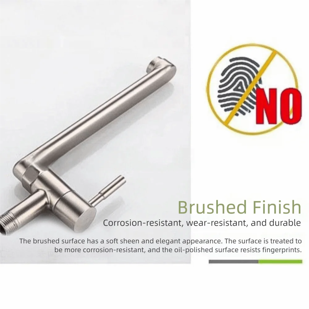 180° Rotation Wall Mount Sink Tap Non-slip Handle Rustproof Kitchen Faucet Lengthened Outlet Soft Water Flows