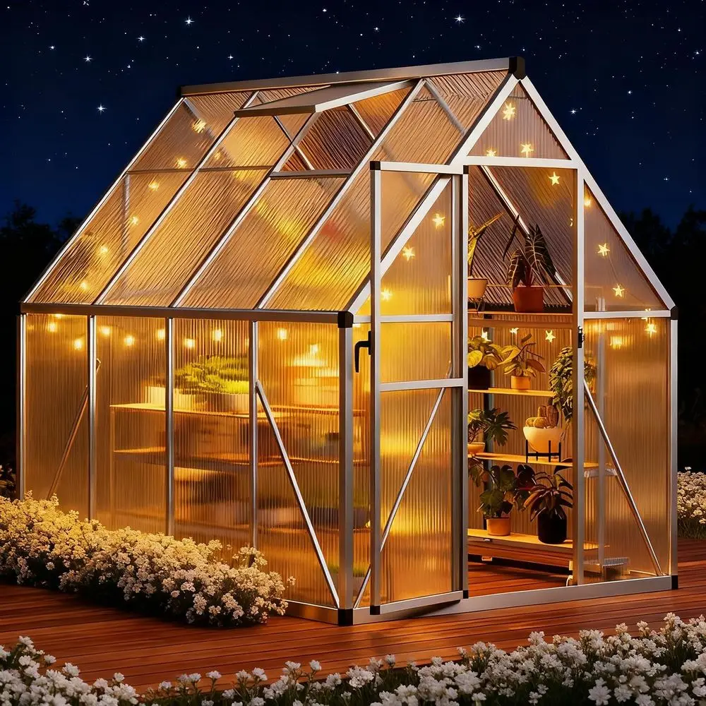

All-Season Heavy-Duty 6x7 Outdoor Poly Greenhouse Kit with Reinforced Frame, Adjustable Roof Vent, and Quick-Connect System