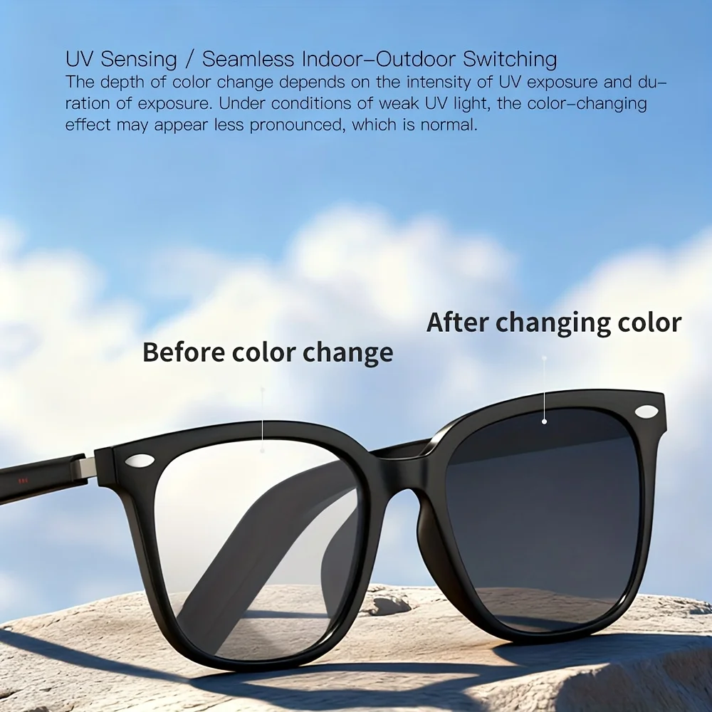 SENBONO Ultra-thin Temples Smart Glasses Audio Built-in Mic Speakers AI Voice Assistant Smart Glasses for Men Women IOS/Android