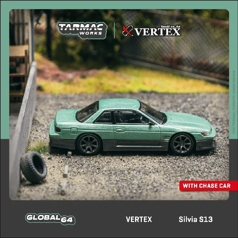 TW 1:64 Vertex Silvia S13 verde gris Diecast Diorama colección de modelos de coches juguetes en miniatura Tarmac Works