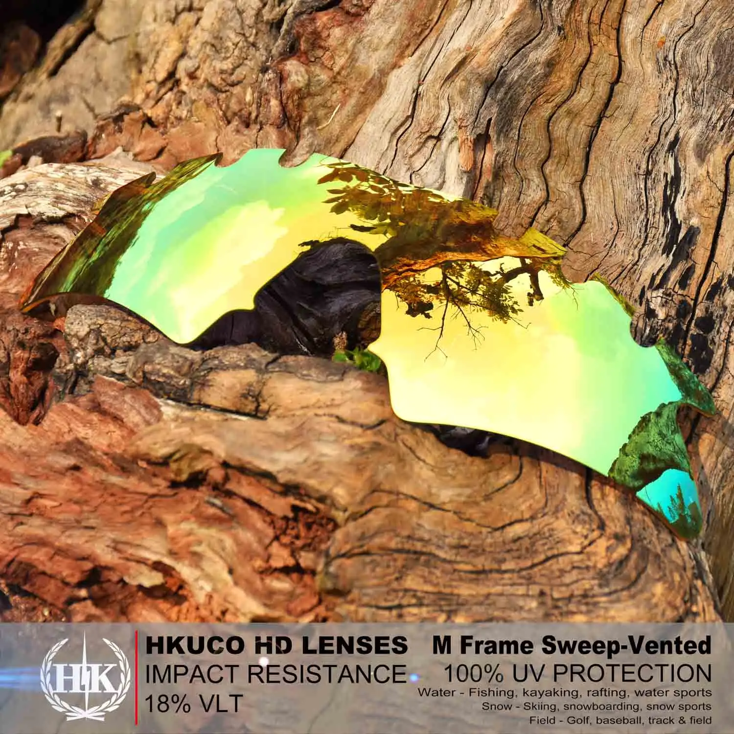 عدسات Hkuco البديلة للرجال لنظارات Oakley M ذات فتحات تهوية مستقطبة بالذهب عيار 24 قيراط #4