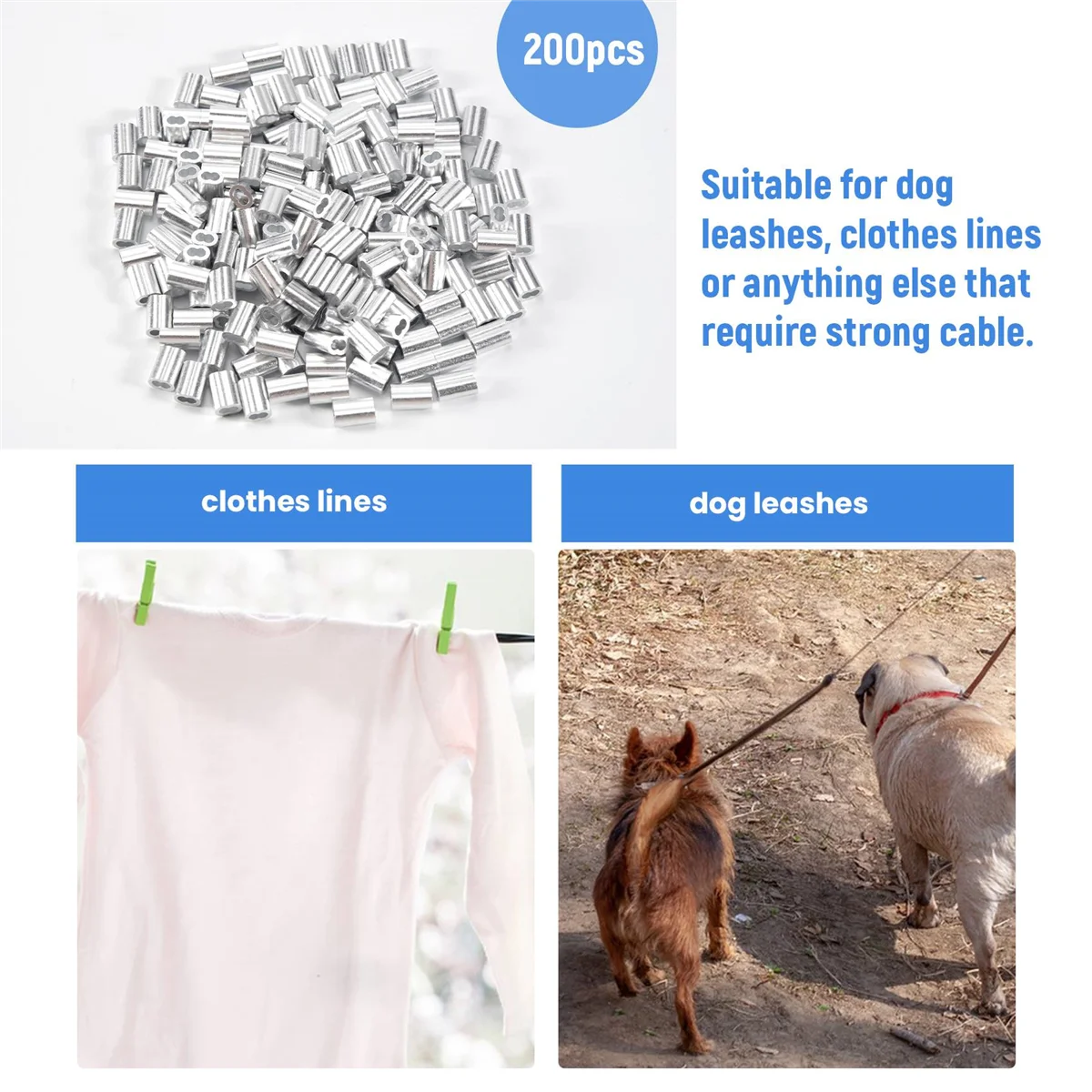 BOFF-200 шт. 1/16-дюймовый набор кабельных наконечников из алюминиевого сплава, обжимная петля для троса