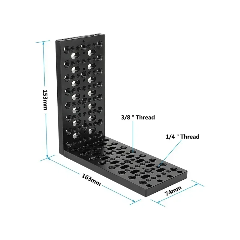 Soporte en L para cámara, placa de queso con orificios de rosca de 1/4 "-20 y 3/8"-16 y orificios de localización ARRI para cabeza de trípode de cámara DSLR