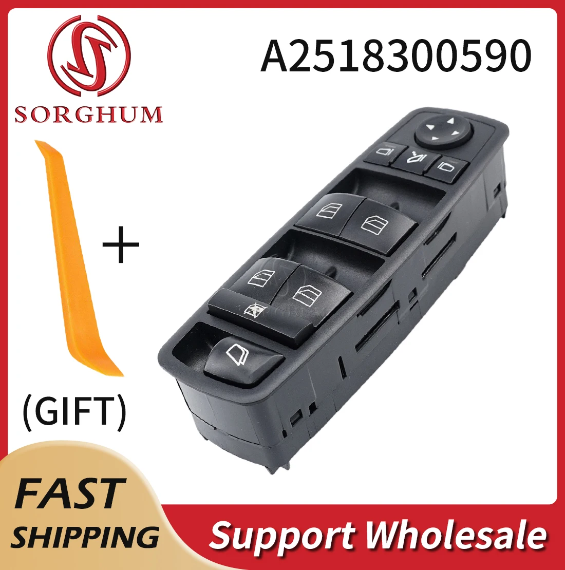 Sorghum-Interruptor de ventanilla eléctrica para coche, Panel maestro para Mercedes Benz GL, Clase R, ML350, W251, X164, GL450, R350, R300, GL320,