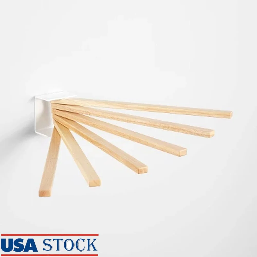 

Wall Mounted Drying Rack Compact Rubberwood Arms Space Saving Laundry Organizer Foldable Design Rust Resistant Storage Solution
