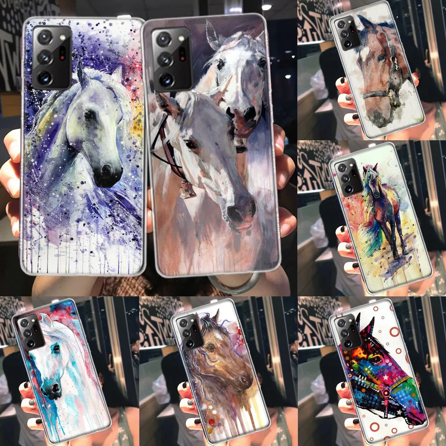 horse waterclour Phone Case For Galaxy Samsung A02S A03S A04S A05S S8 A15 A25 A35 A55 A9 A8 A7 A6 J8 J6 J4 Plus S7 S10 Lite 2020