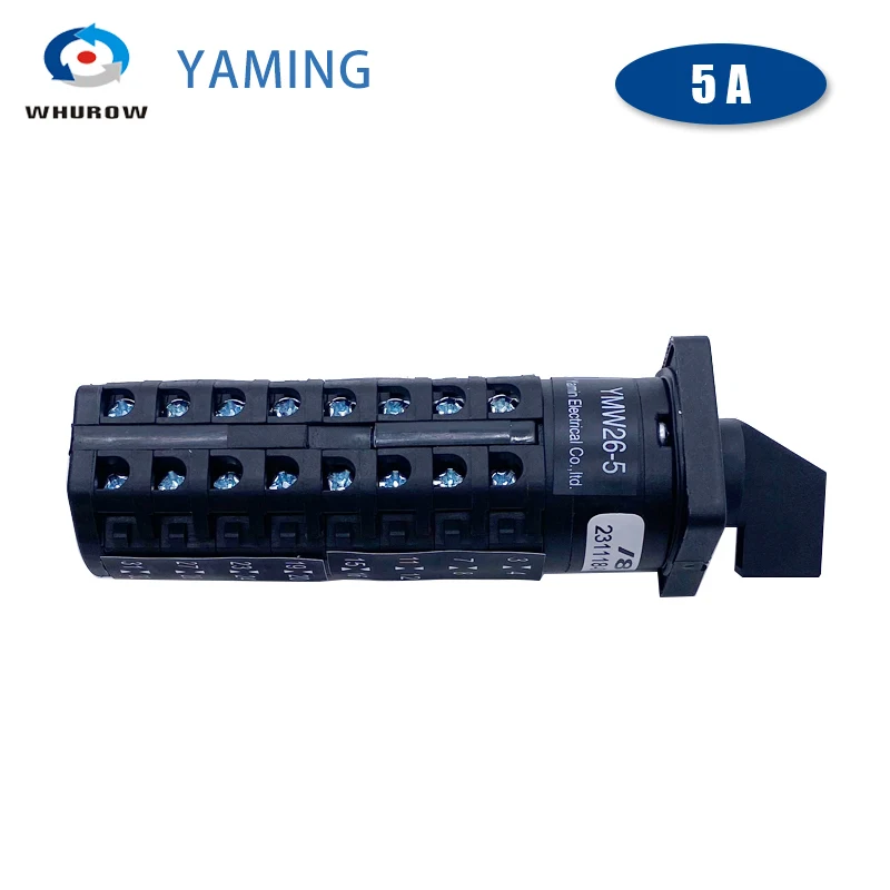 YMW26-5/8 Rotary Cam Switch Silver Contact Two Position 8 Poles 5A Manual Transfer Changeover Selector LW26 LW28