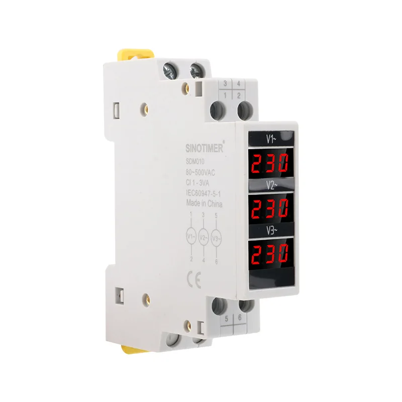 

Electrical 3 Phase Voltage Meter Measuring AC 80-500V Mini Modular Voltmeter Gauge Digital Indicator 18mm Din Rail Mounted