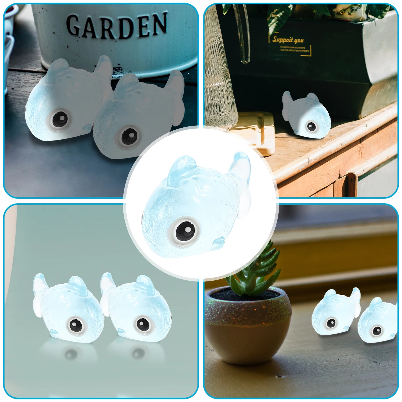 

12 Pcs Luminous Fish Ornaments Miniature Decoration Toys Animals Tiny Figures Figurines Glow