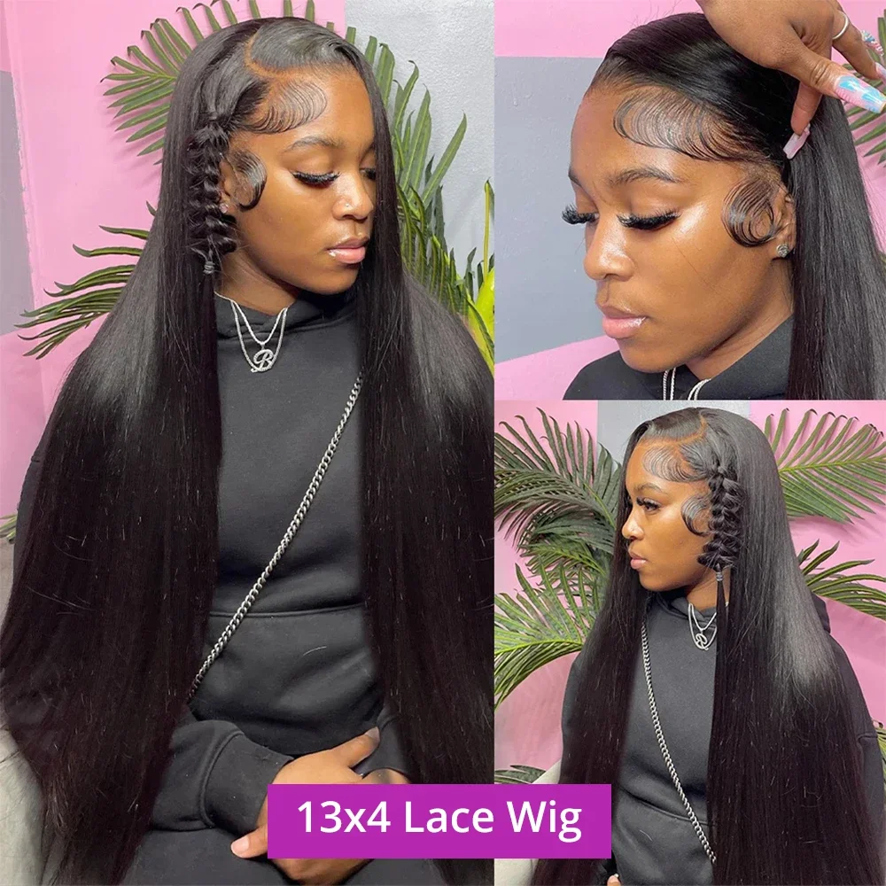 13x6 Lace Front Wigs Human Hair for Women 250 Density 13x4 HD Transparent Lace Front Wigs Human Hair Pre Plucked Straight 5x5 Glueless Lace Frontal Wigs Natural Black image 3