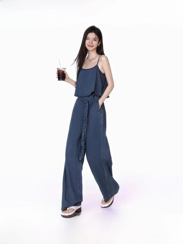 

Джинсовый комбинезон EPTISON для женщин: летний, новый, свободный крой, с бретелями, прямые штанины, высокая талия, из смесовой хлопковой ткани