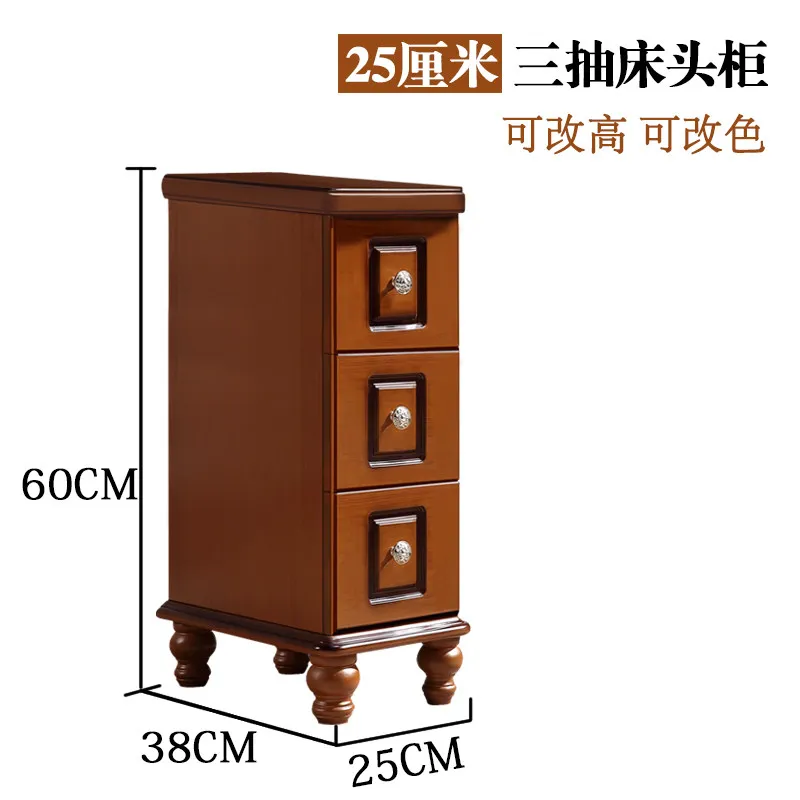 Factory Direct 2026 All solid wood 15/20/25/30/35/40 cm mini European style American dark ultra narrow three pumping small bedsi