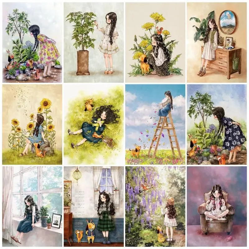 

GATYZTORY Picture By Numbers Paints Girl Figure Painting Coloring By Numbers Decorative Prints Wall Painting Diy Gift Set