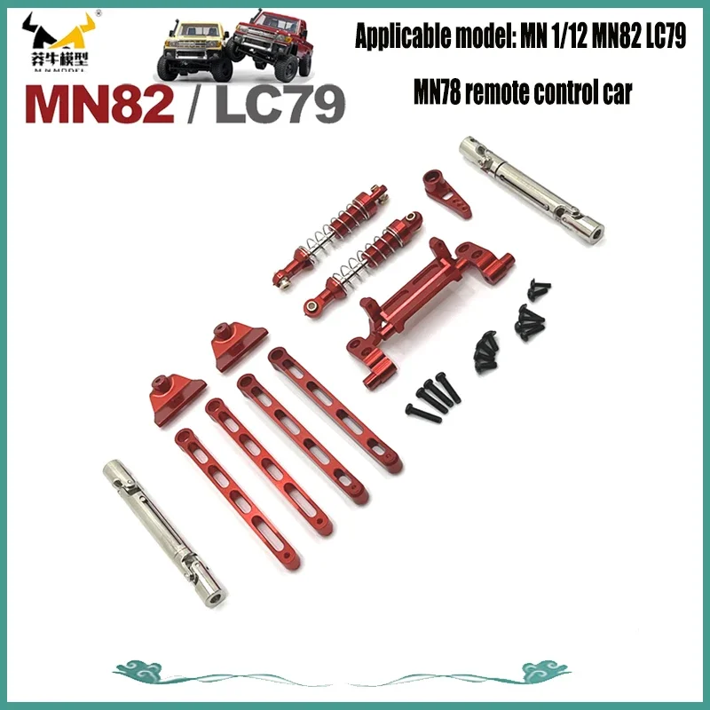 RC Auto Upgrade Onderdelen Kit Metalen Modificatie Vervanging Accessoires Compatibel voor 1/12 MN82 LC79 MN78 RC Auto Rode Onderdelen