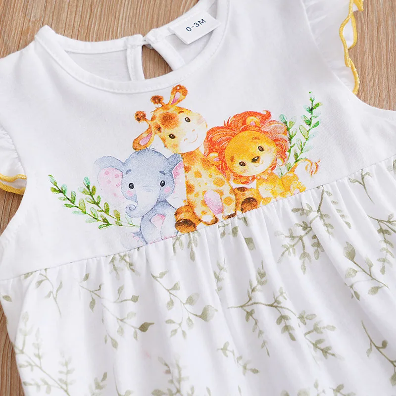 Newborn Clothing Cute Cartoon Animal Print Casual And Comfortable Cotton Soft Boys And Girls Summer Sleeveless Baby Jumpsuit