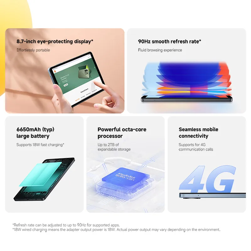 Global Version Xiaomi Redmi Pad SE 8.7 4G LCD 6650mAh Battery 8MP Camera 90Hz 18W fast charging MediaTek Helio G85 octa-core CPU