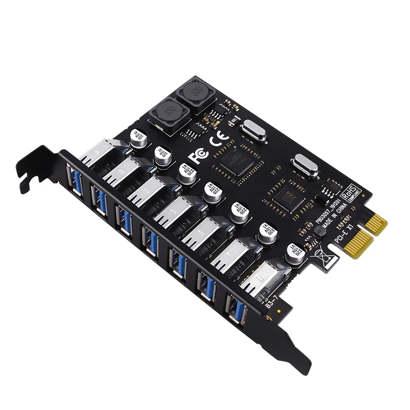 USB 3.0 PCI Express Adapter PCI e to 7 Ports USB 3 Expansion Adapter Card USB3 PCIe PCI-e x1 Controller Converter for Desktop PC