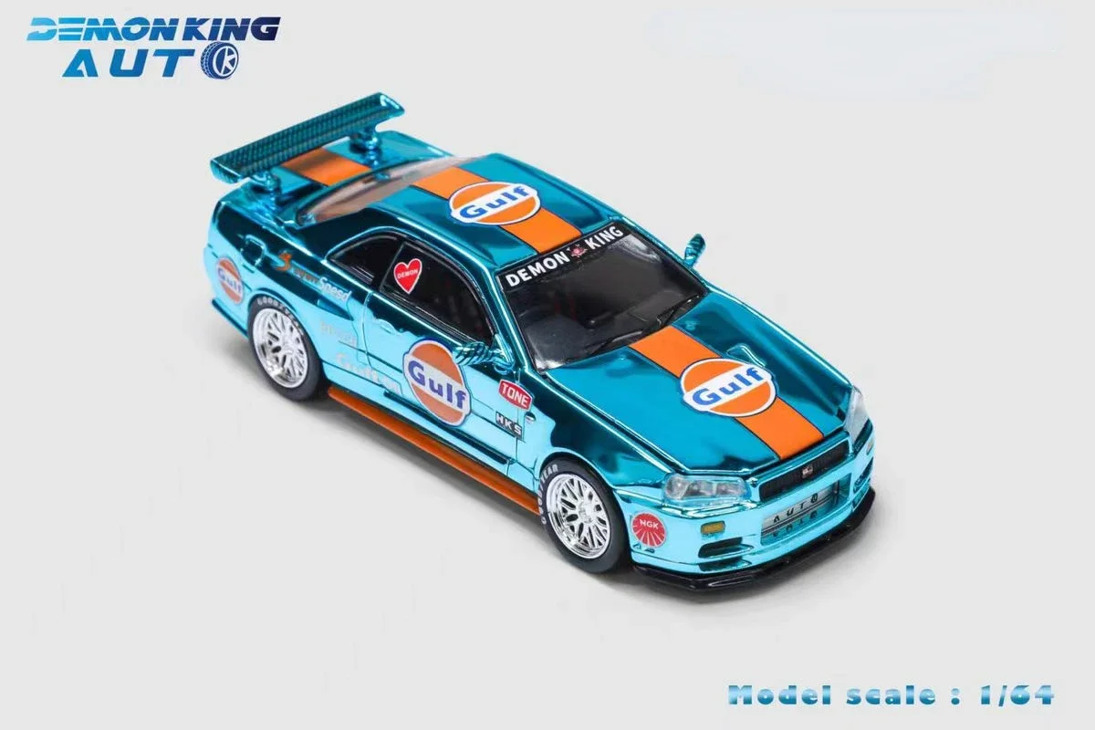 Demon King Auto 1:64 R34 Gulf alloy car model