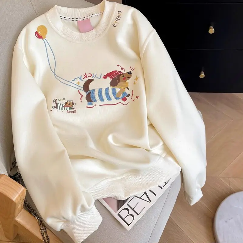 أنيقة فضفاضة الكرتون طباعة البلوز ex ربيع الخريف Faion عارضة تنوعا مريحة طويلة Sve جولة Ne أعلى #3