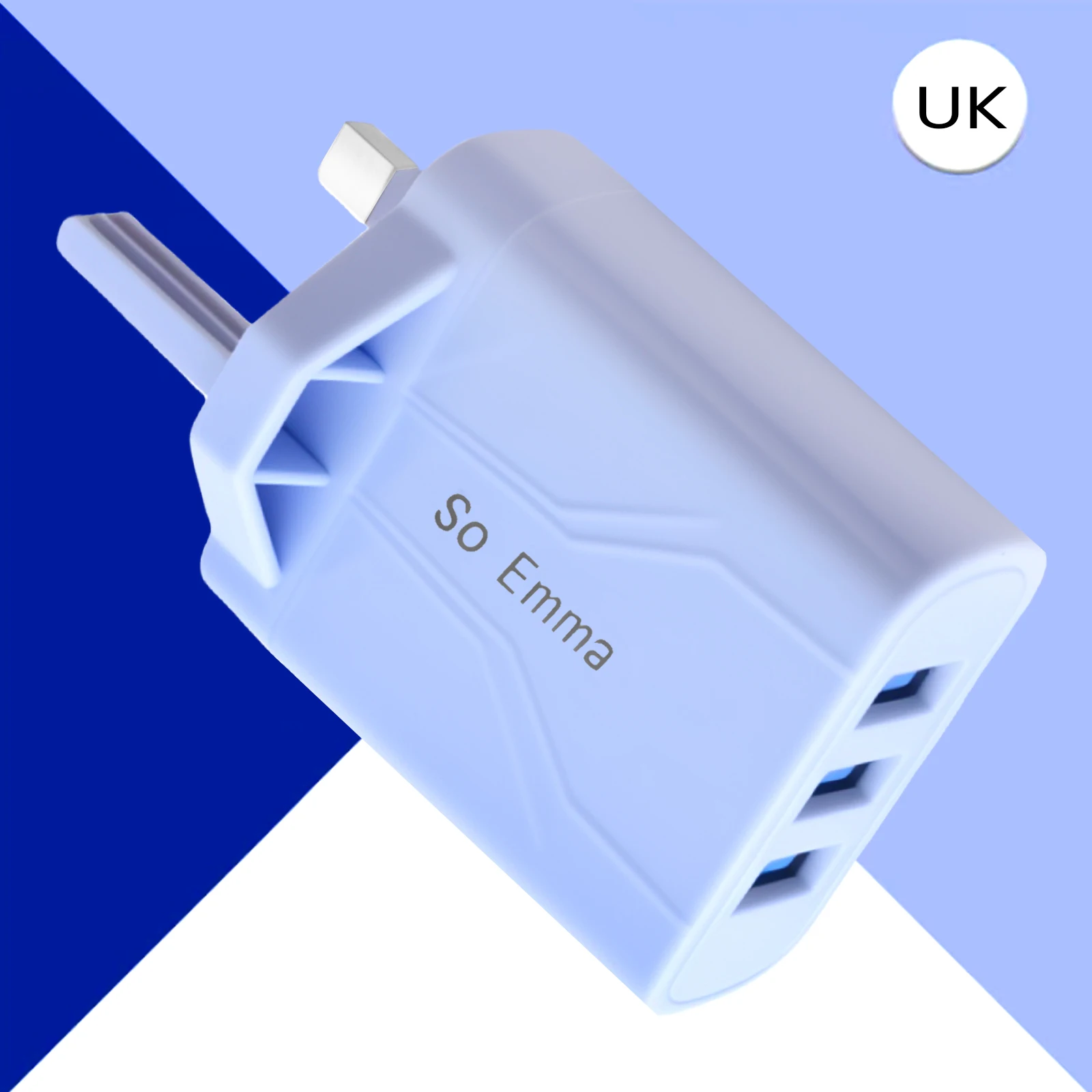شاحن حائط USB ذو 3 منافذ، محول طاقة USB متعدد لهواتف iPhone وAndroid والهواتف المحمولة والكاميرات وMP3 وما إلى ذلك في المملكة المتحدة