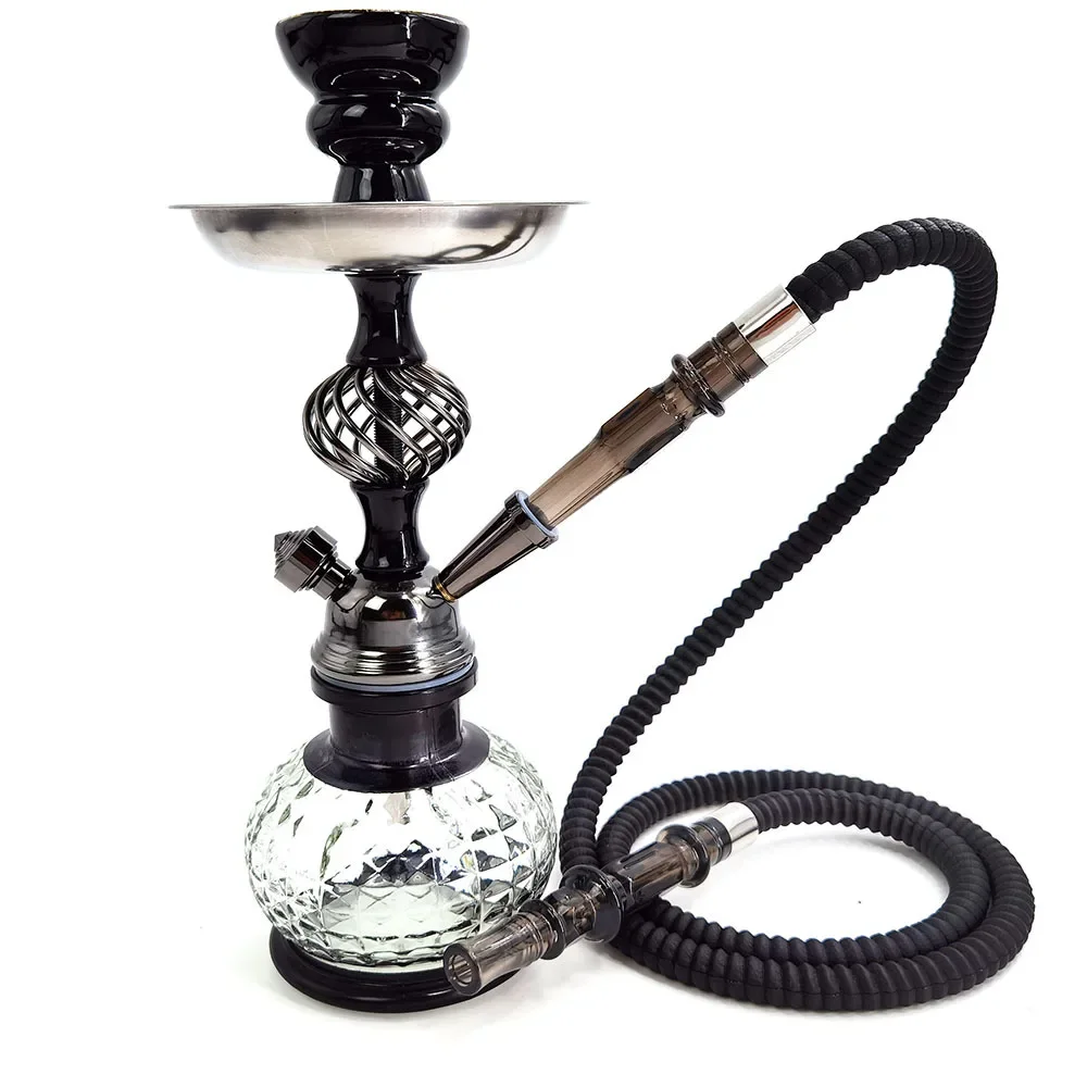 

Single Pipe Smoking Pipes Double Tubes Mini Portable Metal Hookah Arabian Shisha Set Hooka Grass Full Lighters Accessories Home