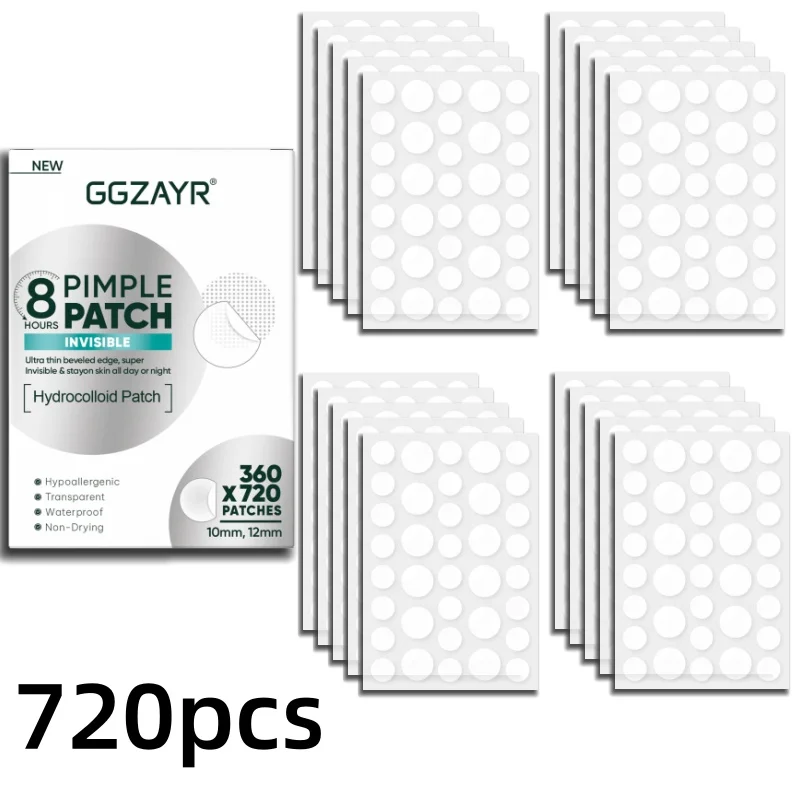 Набор смешанных патчей от прыщей в горошек, 360/720 шт., различные размеры, глубоко очищающие, без спирта, приятные для кожи, унисекс, для скрытия прыщей