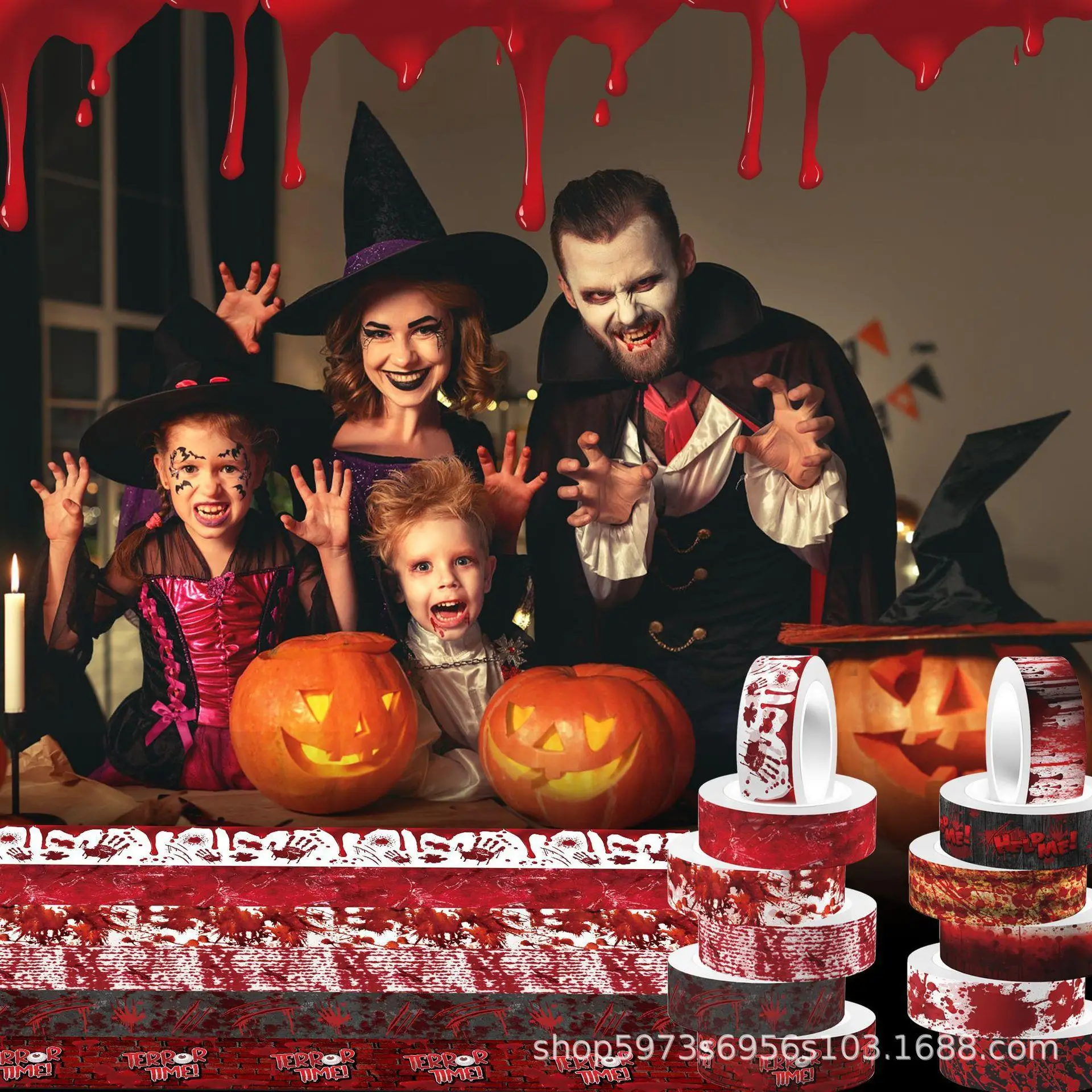 Halloween Bloody Hand Bleeding Clear Roll Sticker and Paper Tape DIY Handbook Material Washi Tape