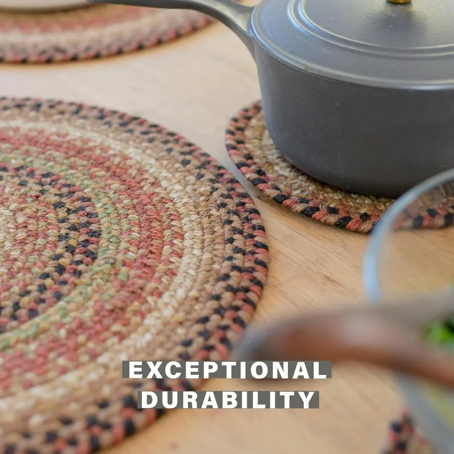 مفارش تناول الطعام بالزنجبيل، ديكور ريفي دافئ، مجموعة من 6 قطع، بني - 13 × 19 سجادات طاولة مستطيلة - ألوان نابضة بالحياة، متينة، سهلة الارتداء