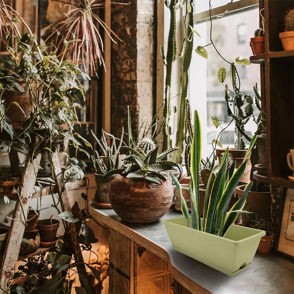 

2Pcs Thickened Breathable Flower Pot Garden Balcony Planting Trough Anti-Pressure Durable Vegetables Pot Resin Plant Basin