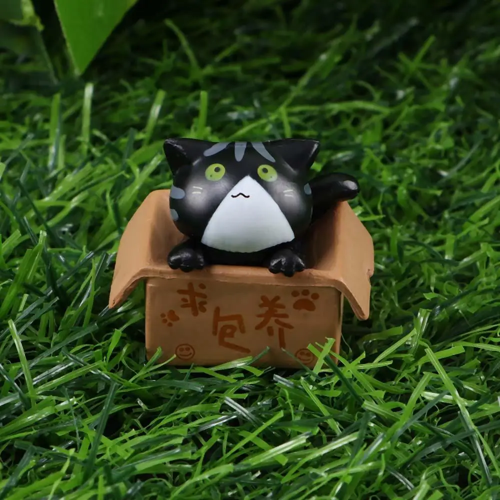 Garden Decoration Cute Kitten Ornament Crafts PVC Kitty Model Small Statue Poor Box Cat Car Figurine