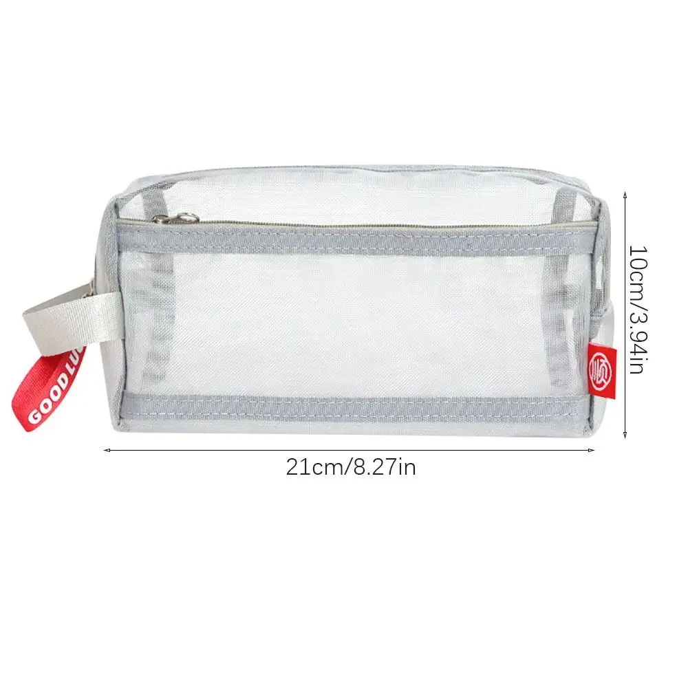 Trousse à Crayons en Maille Durable, Double Couche, Grande Capacité, avec Poignée, Sac de Rangement Portable