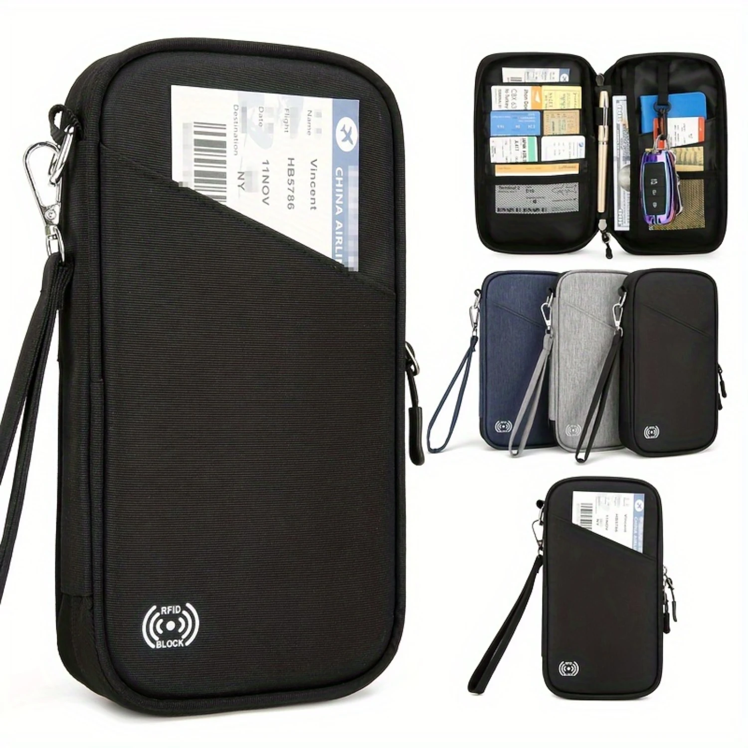 

Waterproof Travel Passport Wallet - RFID Blocking Document Organizer for Women and Men, Multiple Pockets, Passport Holder