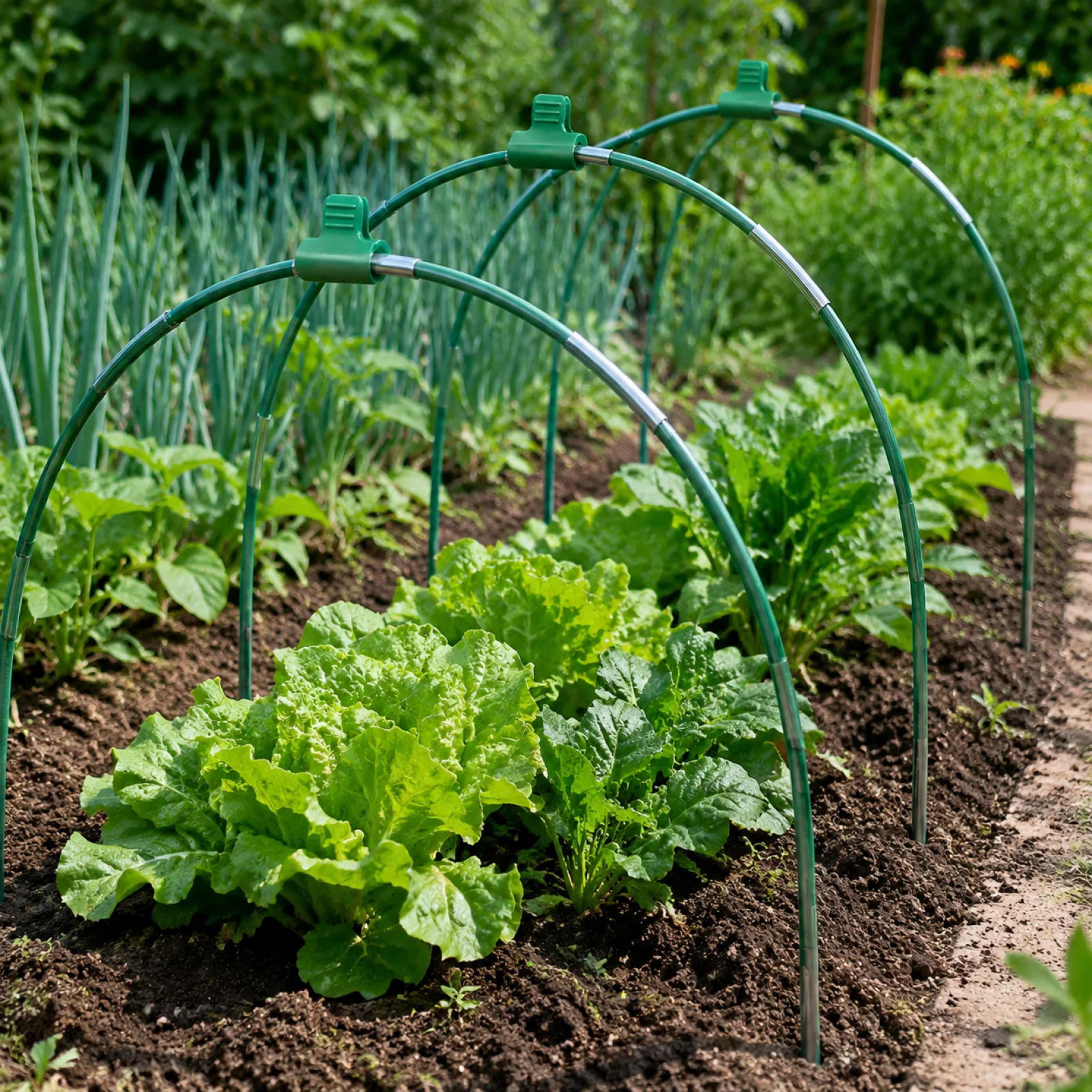 Fiberglass Support Rod for Garden Tunnel DIY Plant Protection Frame with Galvanized Connector for Raised Bed Cover
