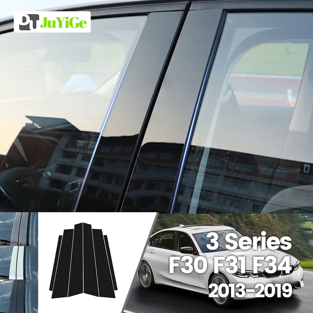 

For BMW 3 Series F30 F31 F34 2013-2019 2014 2015 Bright Black Carbon Fibre Window Door B C Sticker