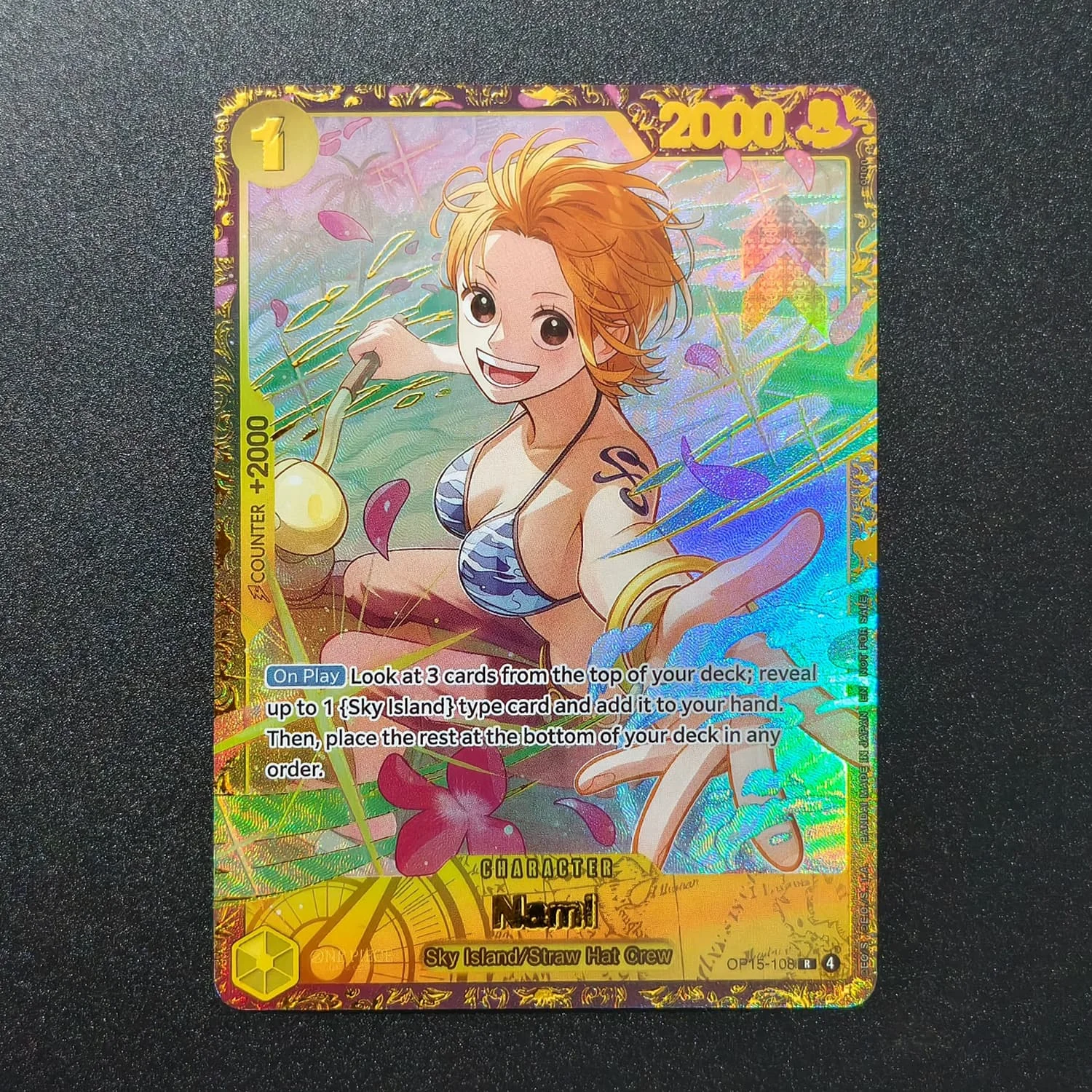 Diy One Piece English OP15-108 Nami Monkey D. Luffy Nico Robin Championship Regionals Season 2 Top Collection Flash Anime Card ﻿