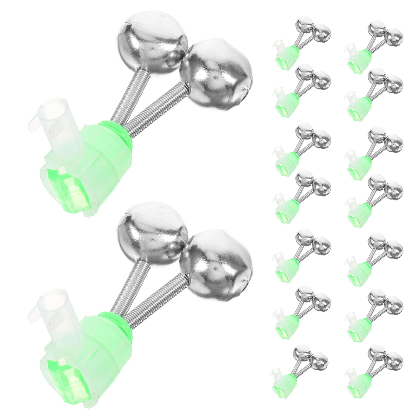 10 Pcs Fishing Bell Rod Bells Alert for Lures at Night Stainless Steel Twin Rods